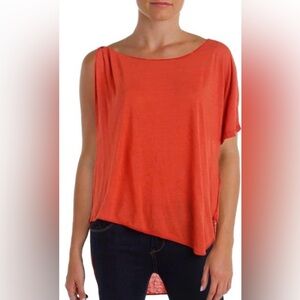 Free People Pluto One Shoulder Tee Shirt Knot Single Sleeve Boho Small NWT New